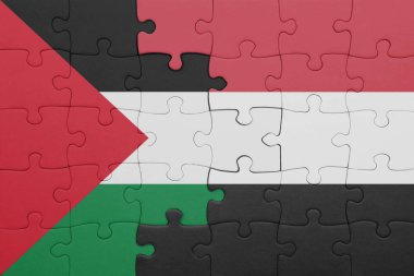 Filistin bayrağı ve bayrağının rengarenk ulusal bayrağıyla bulmaca. konsept