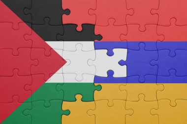 Ermenistan 'ın renkli ulusal bayrağı ve Filistin bayrağının bulmacası. konsept