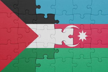 Azerbaijan 'ın renkli ulusal bayrağı ve Filistin bayrağının bulmacası. konsept