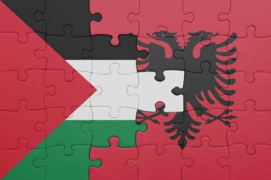 Filistin bayrağı ve albanya 'nın renkli ulusal bayrağıyla ilgili bulmacalar. konsept