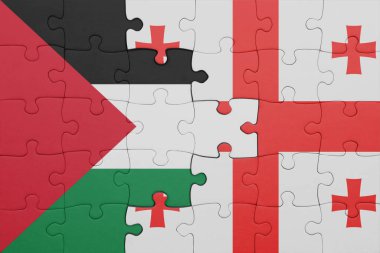 Gürcistan 'ın renkli ulusal bayrağı ve Filistin bayrağının bulmacası. konsept