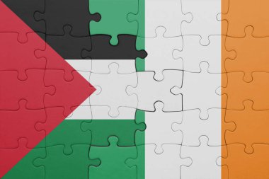 İrlanda 'nın renkli ulusal bayrağı ve Filistin bayrağıyla ilgili bulmacalar. konsept