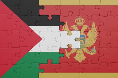 Moğol bayrağı ve Filistin bayrağının rengarenk ulusal bayrağıyla bulmaca. konsept