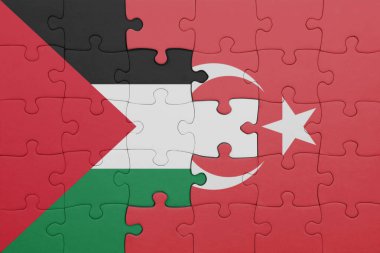 Hindi ve Filistin bayrağının renkli ulusal bayrağıyla bulmaca. konsept