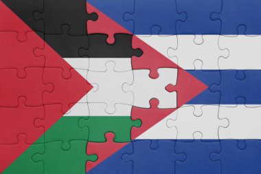 Küba 'nın renkli ulusal bayrağı ve Filistin bayrağının bulmacası. konsept
