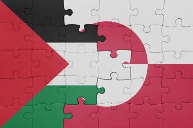 Yeşil arazi ve Filistin bayrağının renkli ulusal bayrağıyla bulmaca. konsept