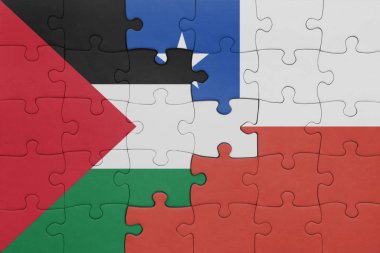 Şili ve Filistin bayrağının renkli ulusal bayrağıyla bulmaca. konsept