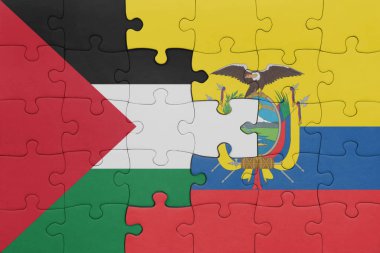 Ekvador ve Filistin bayrağının renkli ulusal bayrağıyla bulmaca. konsept
