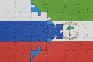 Ekvator Ginesi ve Rusya bayrağının renkli ulusal bayrağıyla bulmaca. konsept