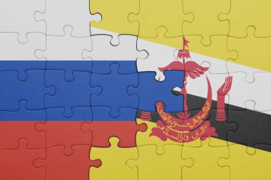 Renkli ulusal esmer bayrağı ve Rusya bayrağı bulmacası. konsept