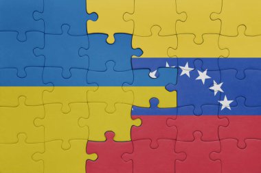 Venezuela 'nın renkli ulusal bayrağı ve Ukrayna bayrağıyla ilgili bulmacalar. konsept