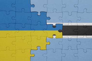Botswana 'nın renkli ulusal bayrağı ve Ukrayna bayrağı. konsept
