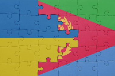 Eritrea 'nın renkli ulusal bayrağı ve Ukrayna bayrağı. konsept