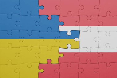 Avusturalya 'nın renkli ulusal bayrağı ve Ukrayna bayrağı. konsept