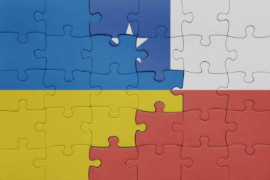 Şili 'nin renkli ulusal bayrağı ve Ukrayna bayrağı. konsept