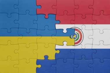 Paraguay 'ın renkli ulusal bayrağı ve Ukrayna bayrağı. konsept