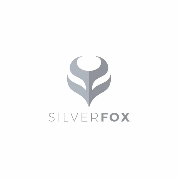 Silver Fox Logo Design Fox Grey Inicial — Vetor de Stock