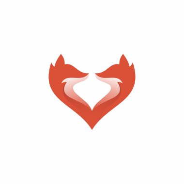 Fox Logosuna bayılırım. Fox Heart Simgesi. Tilki İllüstrasyonu