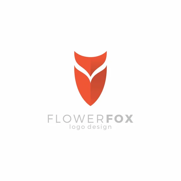 Flower Fox Logosu. Vektör Fox Illustration. Fox Basit Tasarım. V Fox Logosu
