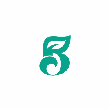 B Leaf Logo Simple Design. B Initial Nature Design