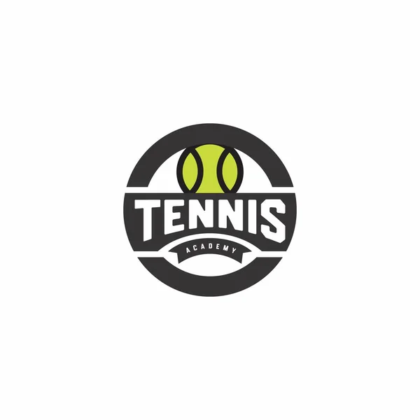 Шаблон Логотипа Теннисного Бейджа Логотип Академии Тенниса Значок Теннисного Мяча — стоковый вектор