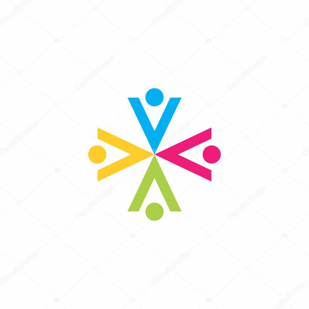 V People Logo for Community. Human Logo Icon. Health Care Symbol