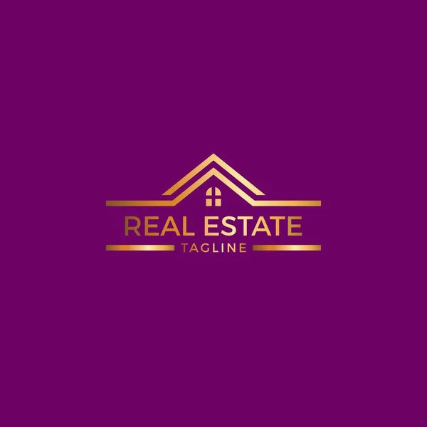 Real Estate Luxury Logo Gold Color Home Logo — Stock Vector