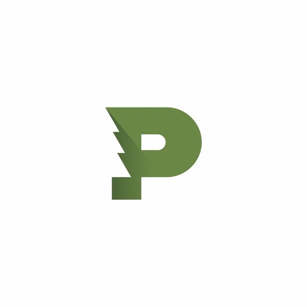 パインレターPロゴ 松の木のロゴデザイン — ストックベクタ