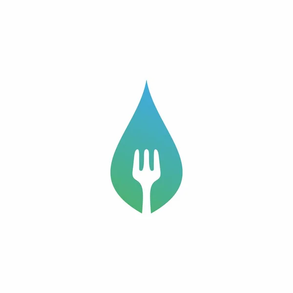 Cutlery Leaf Logo Design Leaf Icon Vector Food Organic — Stock Vector