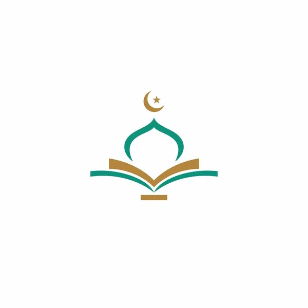 Modern Islamic Mosque Quran Logo Isolated White Background — Stock Vector