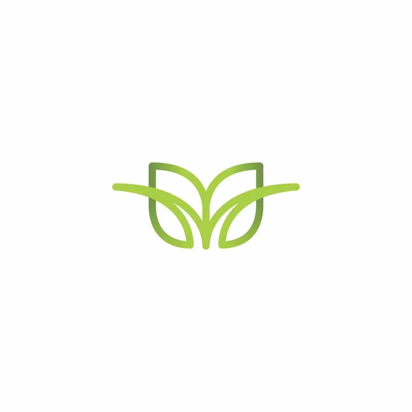 Leaf Design Логотип Буквы Line Зеленым Цветом — стоковый вектор