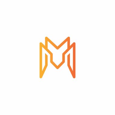 M harfi logosu ya da MM harfinin baş harfleri iki modern monogram sembolü, siyah ve beyaz kart amblemi..
