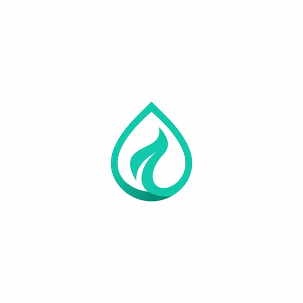 Leaf Water Logo Design Drop Water Leaf Nature — Stock Vector
