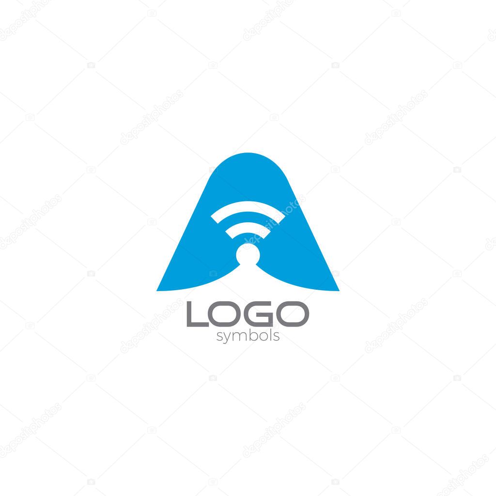 Letter A Signal Logo. A Wifi Logo For Internet
