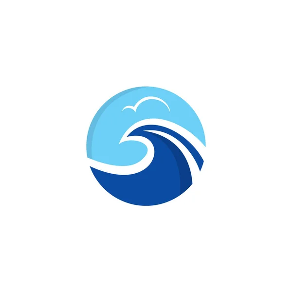 Logo Astratto Ondulato Con Nuvola Vettore Del Logo Dell Oceano — Vettoriale Stock