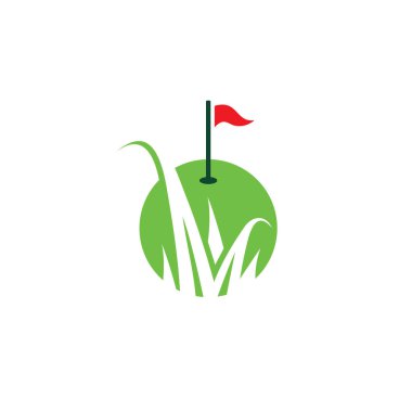 Golf logosu. Golf Bayrağı Simgesi. Golf vektörü İllüstrasyonu