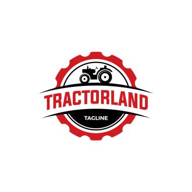 Traktör Logosu Amblem Vintage. Traktorland Logo Tasarımı