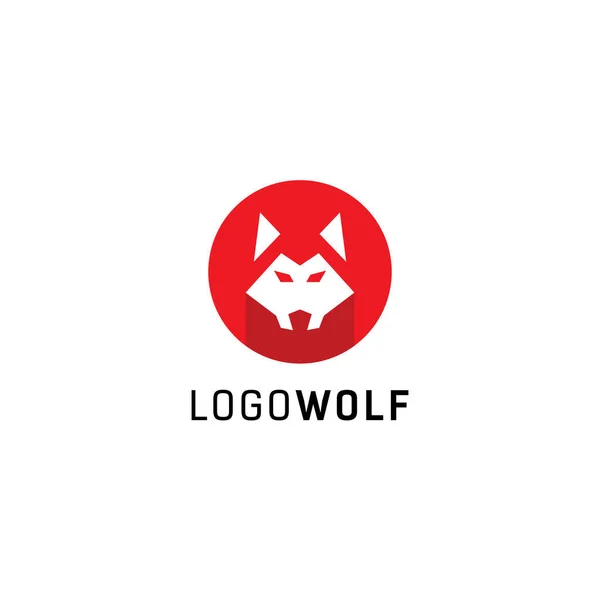 Wolf Logo Icon Red Simple Wolfskopf Ikone — Stockvektor