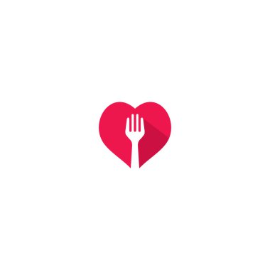 Love Food Logo Vector Simple. Çatal bıçak seti aşk logosu