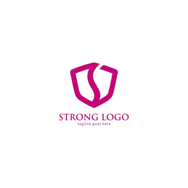 Shield Logo Strong Carta Desenho Inicial —  Vetores de Stock