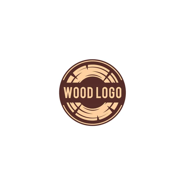 Wood Logo Vector Enkelt Träemblem Design Vector — Stock vektor