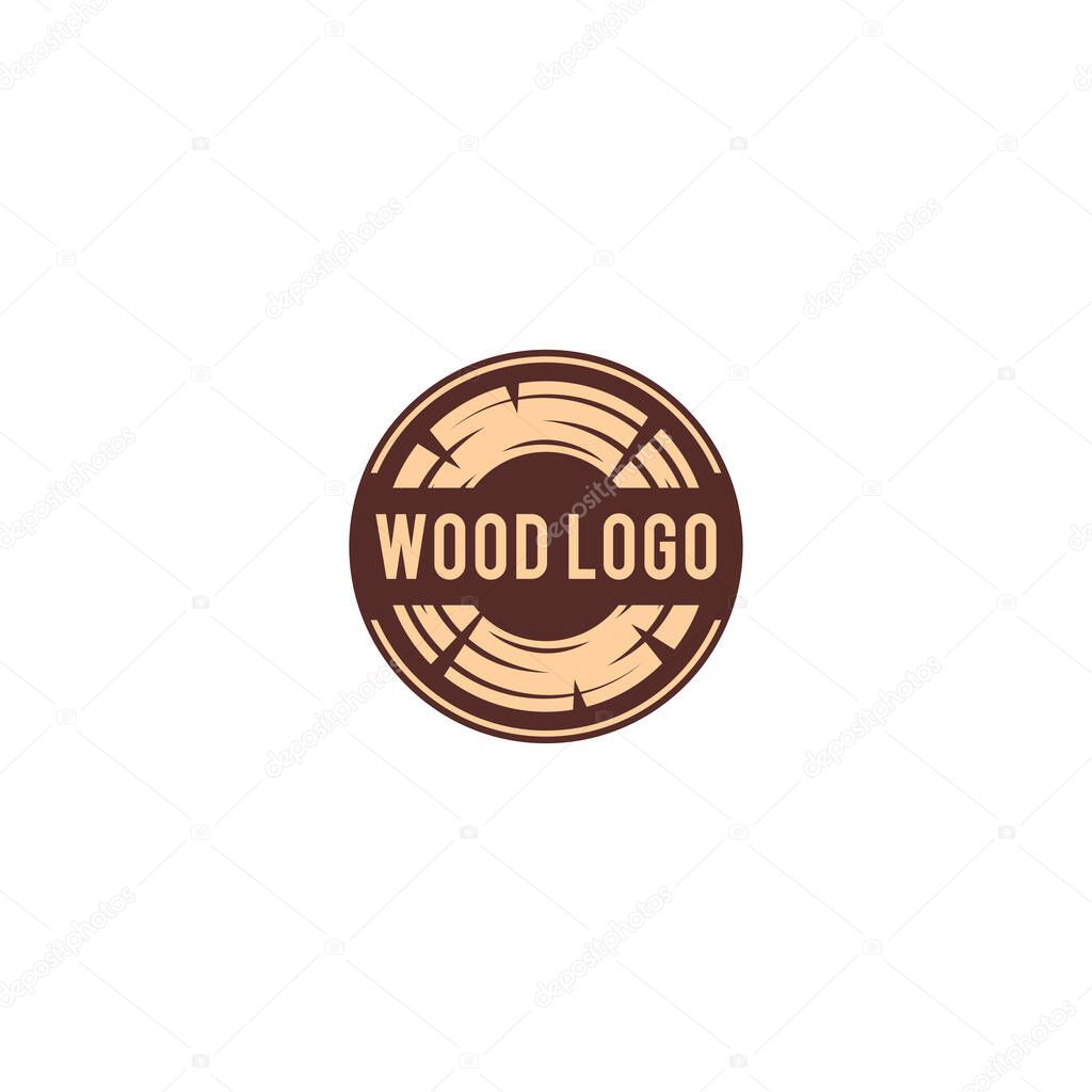 Wood Logo Vector Simple. Wood Emblem Design Vector
