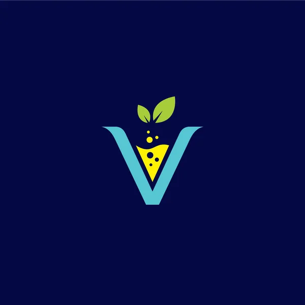 Logotipo Vitamina Carta Folha Crescimento Logotipo — Vetor de Stock