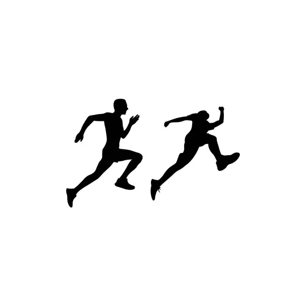 Silueta Correr Vector Logotipo Gente Corriendo Salto Personas Vector — Vector de stock