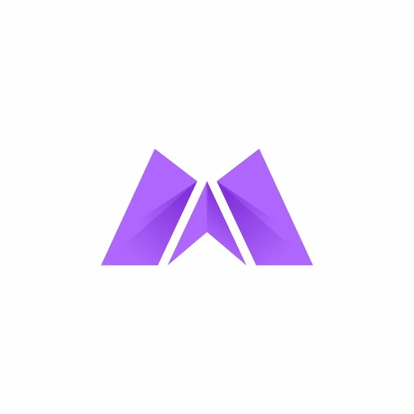 紫色の手紙Mの現代ロゴの設計 — ストックベクタ