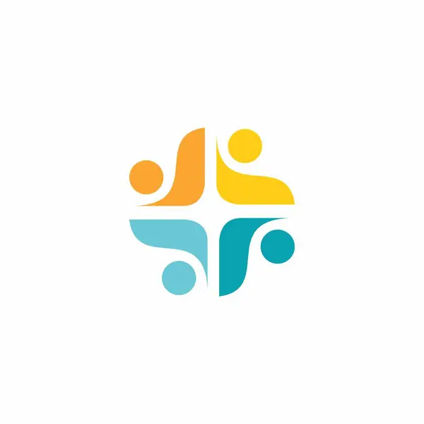 Abstract People Logo Kleurrijke Gedraaide Cirkelvormige Golven Geïsoleerd Witte Achtergrond — Stockvector