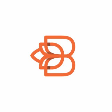 B Harfi Çiçek Doğa Logosu Tasarımı. B Satırı Simgesi