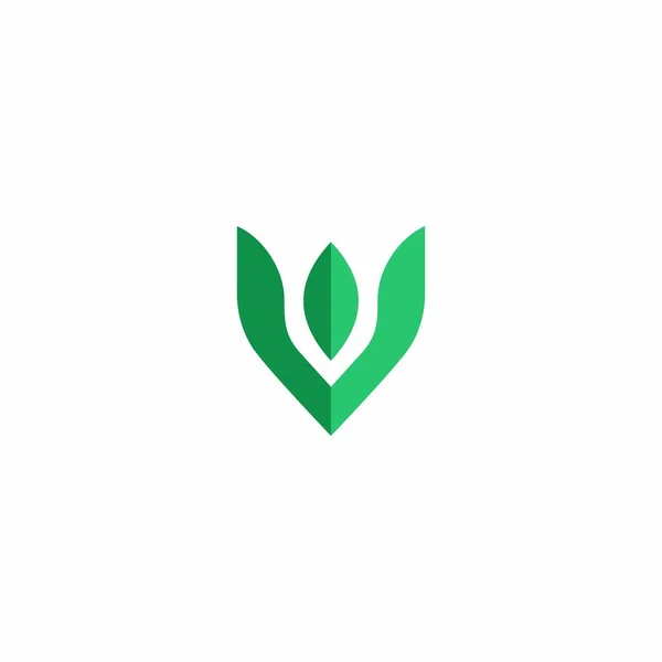 Hoja Con Diseño Logotipo Color Verde Icono Moderno — Vector de stock