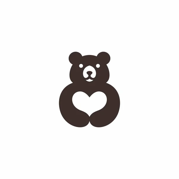 Дизайн Логотипа Love Bear Медвежья Векторная Иллюстрация — стоковый вектор