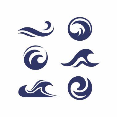 Tasarım için elementlerin dalga vektör kümesi. Dalga logosu hazır. Okyanus logosu tasarımı